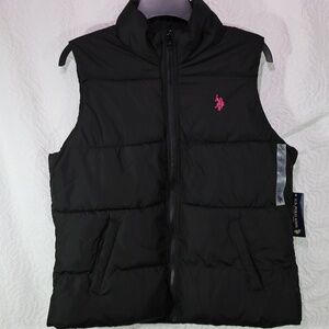 U.S. Polo Assn Women's L Puffer Vest Full Zip BLACK
